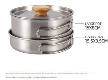 Outdoor hiking 304 stainless steel pot folding handle