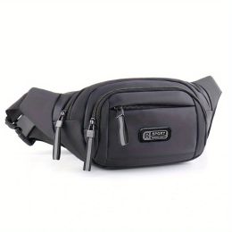 Black High-capacity Fanny Pack; Male Outdoor Sports Fashion