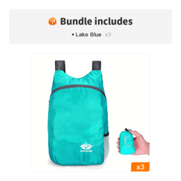 Portable And Foldable Small Backpack; Short-Distance Travel Bag (Color: Lake Blue*3)