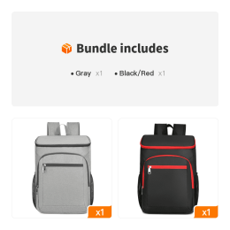 Waterproof Leakproof Thermal Insulated Outdoor Cooler Backpack (Color: Gray+Black/Red)