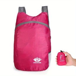 Portable And Foldable Small Backpack; Short-Distance Travel Bag (Color: Rose Red)
