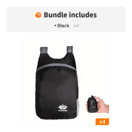 Portable And Foldable Small Backpack; Short-Distance Travel Bag (Color: Black*4)
