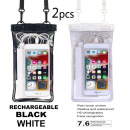 2pcs Oversized Mobile Phone Waterproof Dustproof Bag (Color: 2pcs- White+Black)