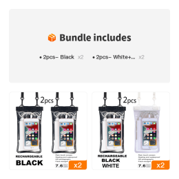 2pcs Oversized Mobile Phone Waterproof Dustproof Bag (Color: 2pcs- Black*2+[2pcs- White+Black]*2)