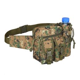 1pc Men's Adjustable Denim Camouflage Large Capacity Zipper Waist Bag (Color: Jungle Camouflage)