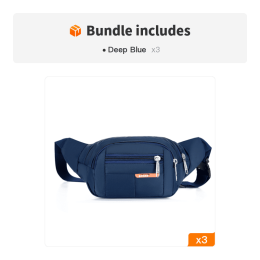 Casual Multifunctional Waist Bag; Adjustable Durable Large Capacity (Color: Deep Blue*3)