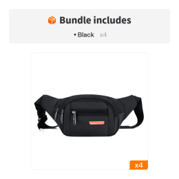 Casual Multifunctional Waist Bag; Adjustable Durable Large Capacity (Color: Black*4)