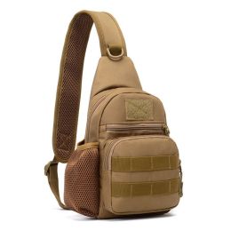 Military Tactical Shoulder Bag; Trekking Chest Sling Bag; Nylon Backpack (material: Nylon, Color: Khaki)