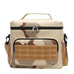 Waterproof Camouflage Insulated Lunch Bag for Picnic; Camping; Office; School (Color: Desert Camouflage)