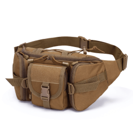 Waterproof Nylon Fanny Pack with Adjustable Belt (Color: Clay Color, size: The belt can be adjusted)