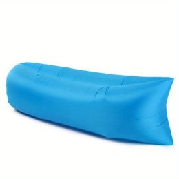 Camping Inflatable Sofa; Lazy Bag 3 Season Ultralight Down Sleeping Bag (Color: Blue)