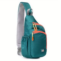 Waterproof Nylon Trendy Zipper Sling Bag with Side Pocket (Color: Lake Green)