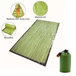 1pc Coldproof Warm Portable Single Sleeping Bag; With Drawstring Pocket (Color: Green)