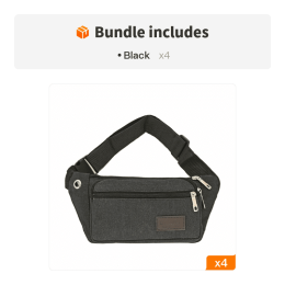 1pc Unisex Multifunctional Canvas Waist Bag Fanny Pack for Outdoor Activities (Color: Black*4)