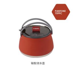 Silicone folding kettle portable (Color: Silicone cookware-red)
