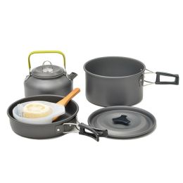 Outdoor portable 2-3 person camping stove cover pot (colour: black)